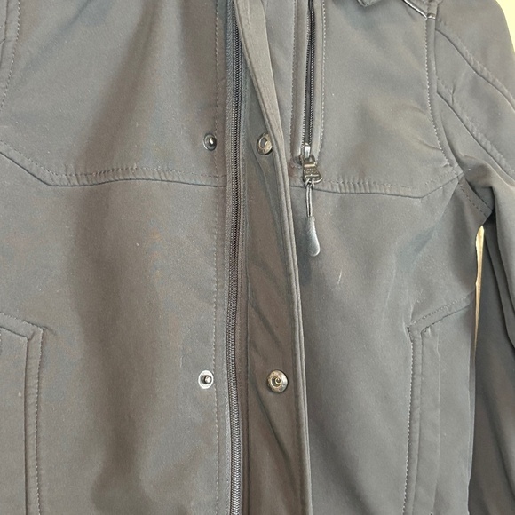 Soft Shell Mixed Media Boys Black Winter Jacket with Zip Off Hood; Size 7 - Picture 8 of 14